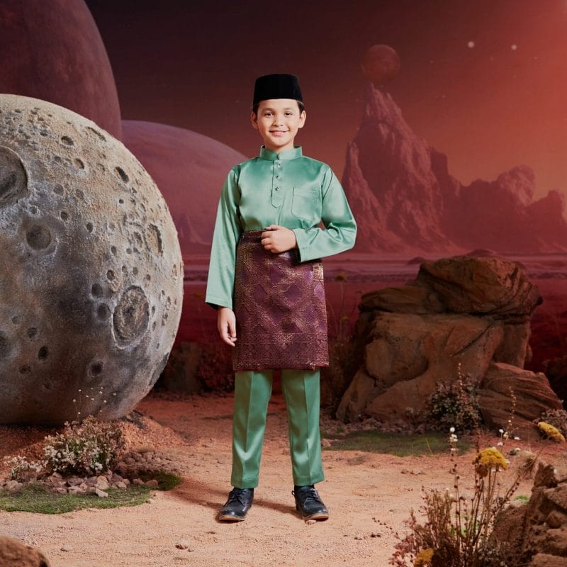 Baju Melayu Kids - Sage Green