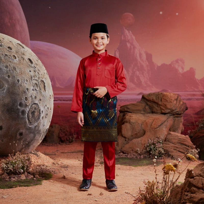 Baju Melayu Kids - Scralet Red