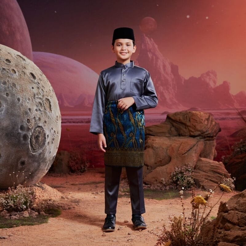 Baju Melayu Kids - Anchor Grey