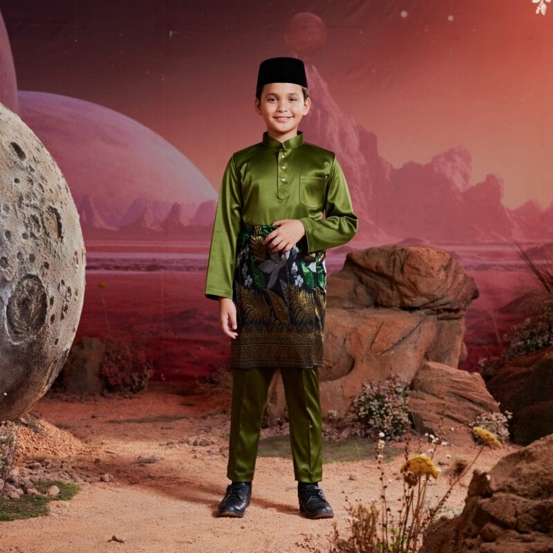 Baju Melayu Kids - Moss Green