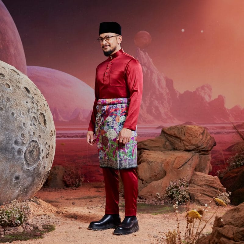Baju Melayu Dewasa Slim Fit - Maroon