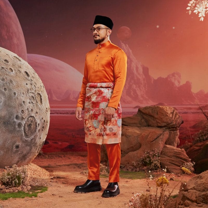 Baju Melayu Dewasa Tailored Fit - Brick Orange 1