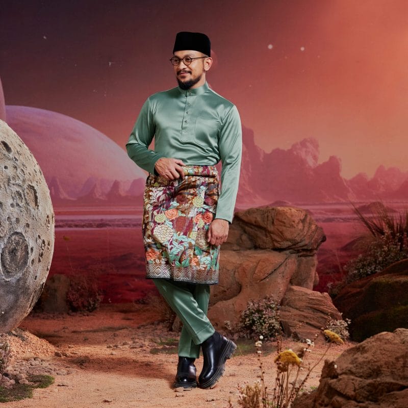 Baju Melayu Dewasa Slim Fit - Dusty Green