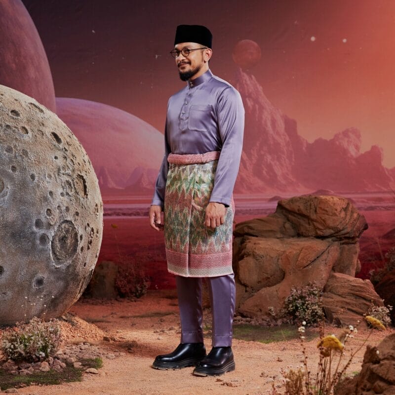 Baju Melayu Dewasa Slim Fit - Mauve Purple