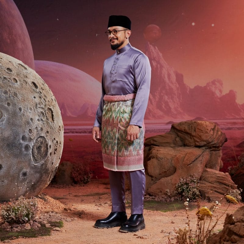 Baju Melayu Dewasa Slim Fit - Mauve Purple