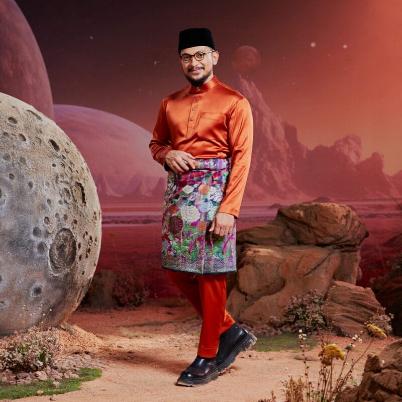 Baju Melayu Dewasa Tailored Fit - Brick Orange 3
