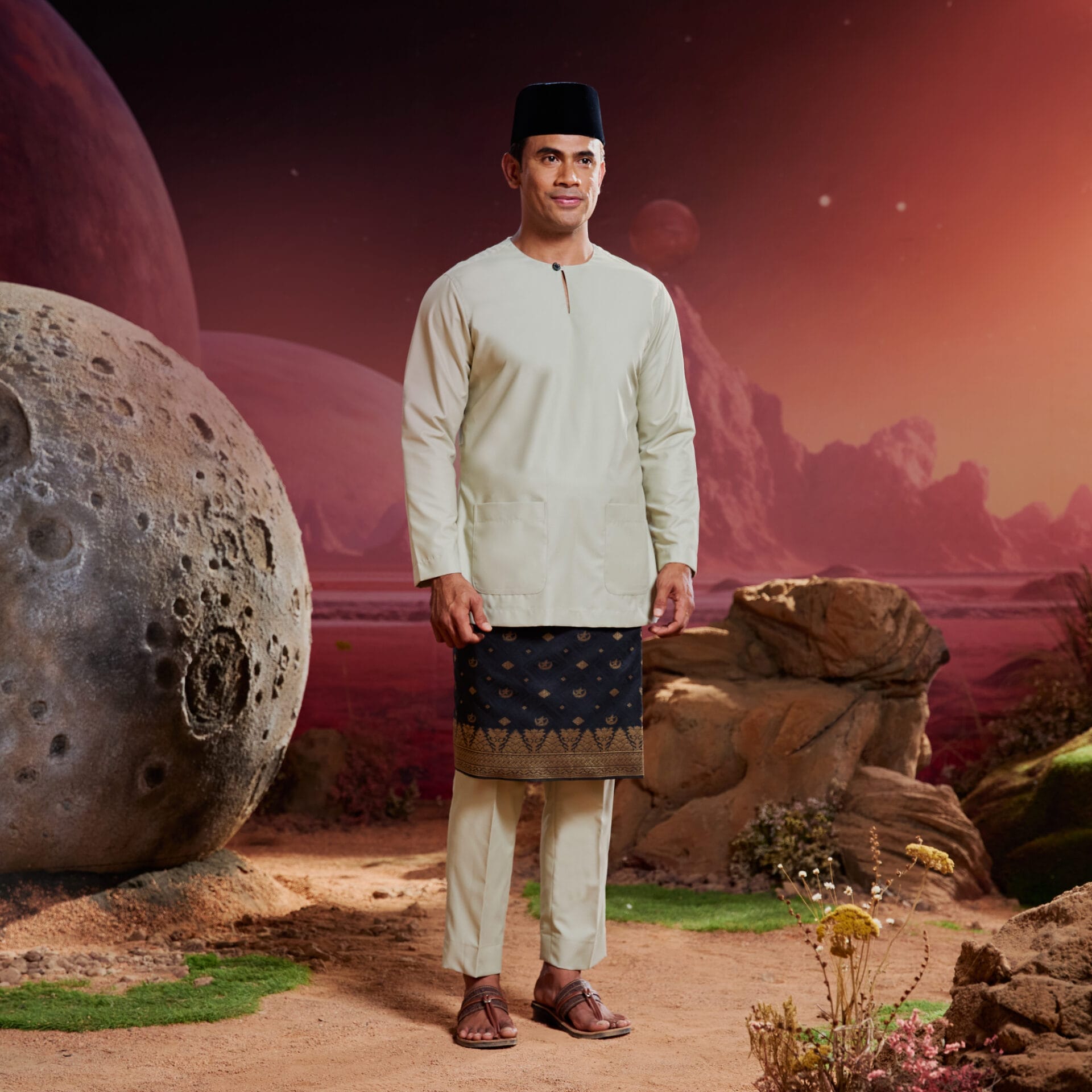 Baju Melayu Teluk Belanga - Champagne - Bulan Bintang Malaysia