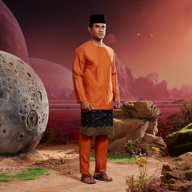 Baju Melayu Teluk Belanga - Brick Orange
